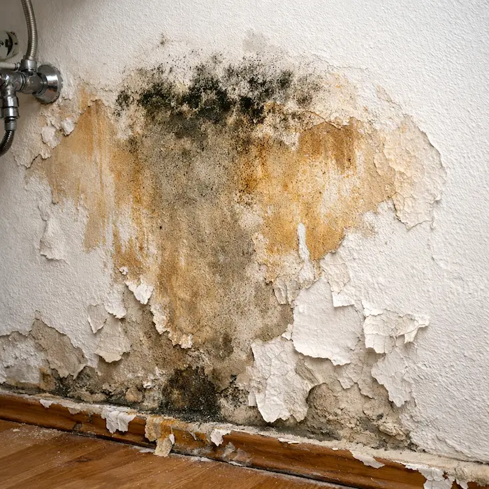 mancha de humedad en la pared por posible fuga de agua